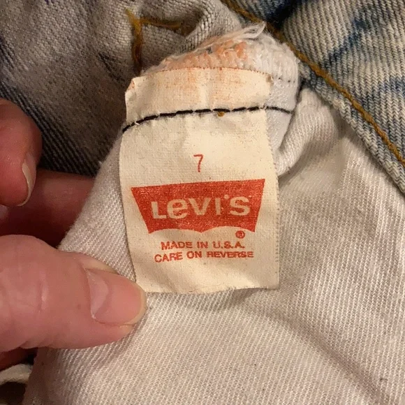 SUPER RARE HAND BATIK sz 7 vintage Levi’s button fly made in USA hi waist jeans - Picture 4 of 6